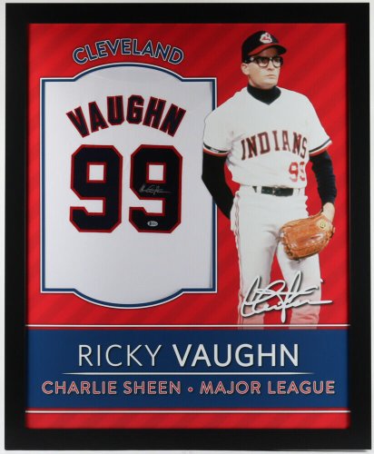 Charlie Sheen signed jersey PSA/DNA Cleveland Autographed Rick Vaughn Ricky  Major League
