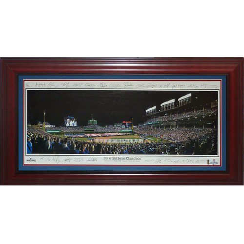 Chicago Cubs (2016 World Series With Facimile Signatures) Deluxe Framed Panoramic Photo