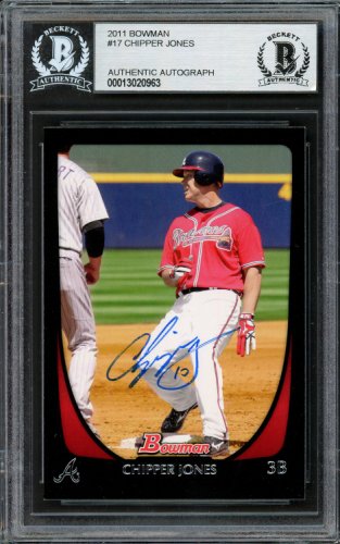 Chipper Jones Autographed Signed 2002 Bowman Heritage Card #107 Atlanta  Braves Beckett Beckett