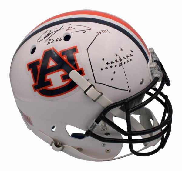 Chris Davis Autographed Signed Auburn Tigers Schutt Full Size Authentic Helmet with Kick 6 and