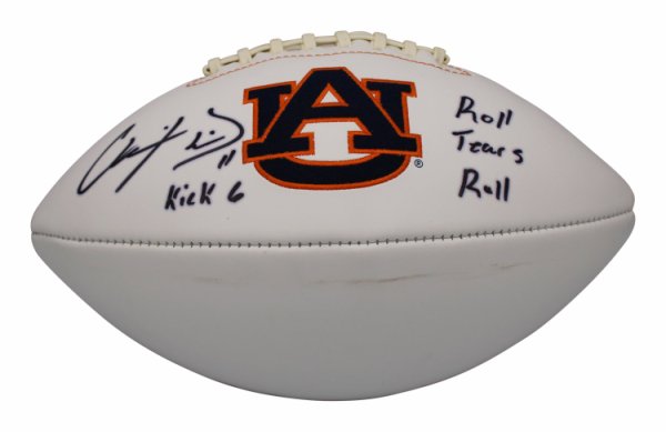 Chris Davis Autographed Auburn Tigers Stretched Kick Six vs Alabama Canvas  with Kick 6 Inscription Signed in Orange - Certified Authentic