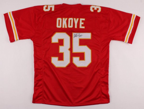 Christian Okoye SIGNED Jersey - PSA/DNA - Kansas City Chiefs Autographed