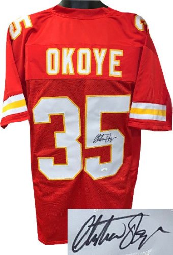 Christian Okoye Autographed Kansas City Chiefs Football Jersey JSA