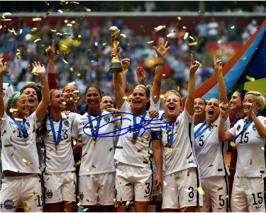 Christie Rampone Autographed Signed Team USA 2015 Women's World Cup Soccer Final Champions Celebration 16x20 Photo- Steiner Hologram