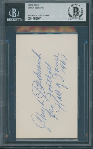 Chuck Bednarik Autographed Signed Index Card Beckett Authentic Autograph 2007