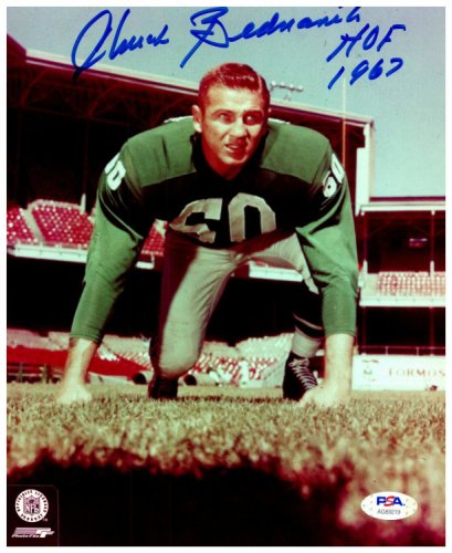 Chuck Bednarik Autographed Signed Philadelphia Eagles HOF 1967 8X10 Color Photo PSA COA