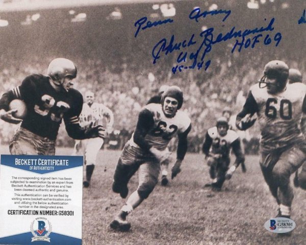 Chuck Bednarik Autographed Signed U Of Penn HOF 69 45-49 8X10 Photo Beckett