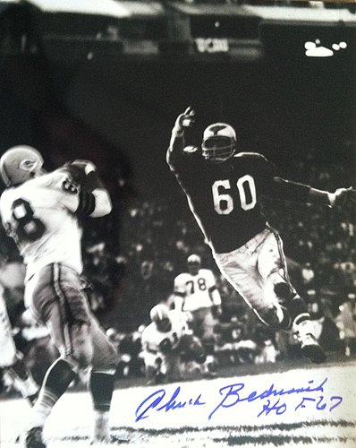 Chuck Bednarik Philadelphia Eagles Autographed Signed 11x14 Photo Inscribed "HOF 67