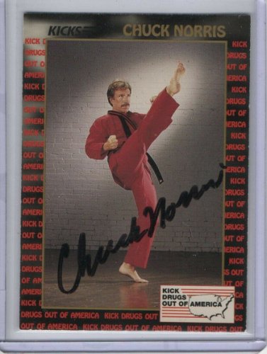 Chuck Norris Autographed Trading Card Kick Drugs Out of America 1991 Signed Autograph Vintage