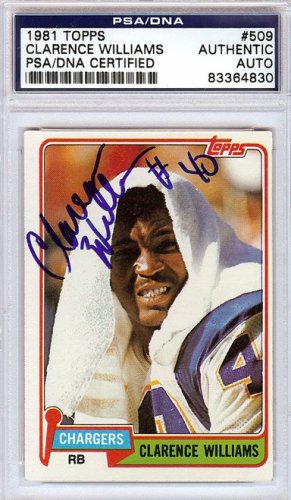 Clarence Williams Autographed Signed 1981 Topps Card #509 San Diego Chargers PSA/DNA
