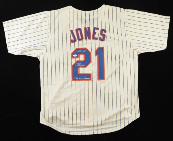 Cleon Jones Signed WSC Inscription New York Grey Baseball Jersey (JSA)