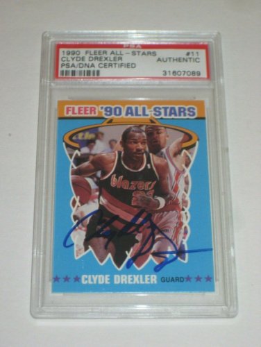 clyde drexler autographed basketball