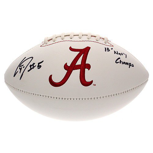 Cyrus Jones Autographed Signed Alabama Crimson Tide White Panel Football - 15 Natl. Champs - Certified Authentic
