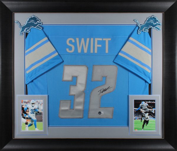 D'andre Swift Autographed Signed D'andre Swift Authentic Blue Pro Style Framed Jersey Beckett Witnessed