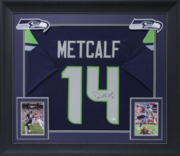 D.K. Metcalf Autographed Signed Authentic Navy Blue Pro Style Framed Jersey Beckett Witnessed
