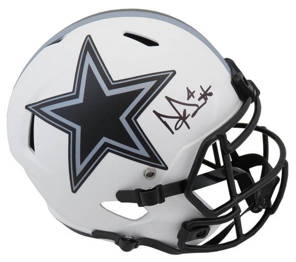 Dak Prescott Autographed Signed Dallas Cowboys Lunar Eclipse White Matte Riddell Full Size Speed