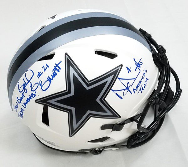 Dak Prescott Ceedee Lamb Signed Dallas Cowboys Chrome Mini Helmet Beckett  COA