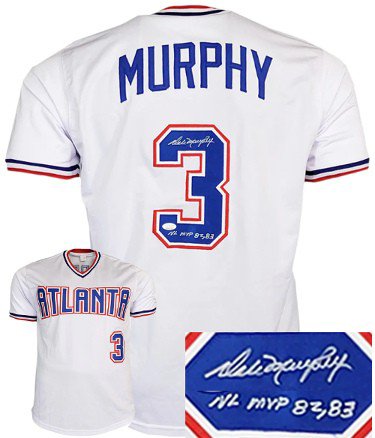 Dale Murphy Autographed Signed Atlanta White Throwback Custom Stitched  Baseball Jersey '82 '83 NL MVP XL- JSA Witnessed