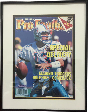 Dan Marino signed Miami Dolphins 1991 Athlon Sports Pro Football Cover  Metal Framing LTD Edition #3/100- Upper Deck Holo