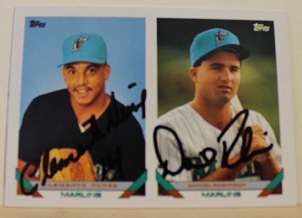 Daniel Robinson & Clemente Nunez Florida Marlins Dual Autographed Signed  1993 Topps Trading Card #599 - COA Included