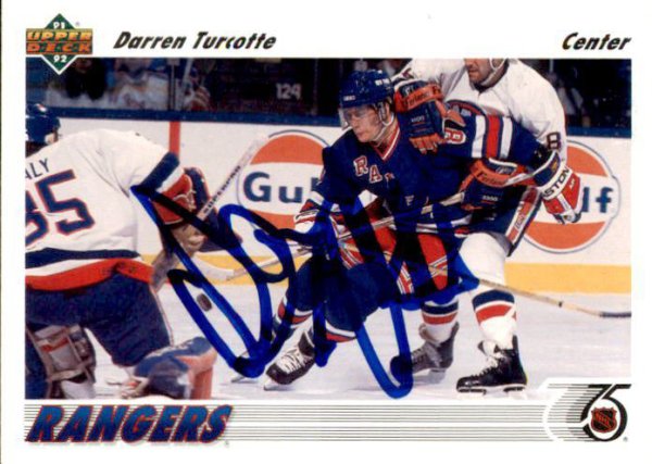 Darren Turcotte Autographed Signed 1991-92 UDA New York Rangers Hockey Card - Autographs
