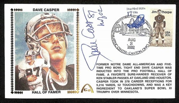 Dave Casper Autographed Signed Gateway Stamp Fdc Autographed Raiders PSA/DNA