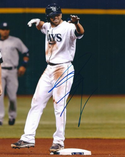 Evan Longoria Autographed 16x20 Photo Tampa Bay Rays 1st ML HR