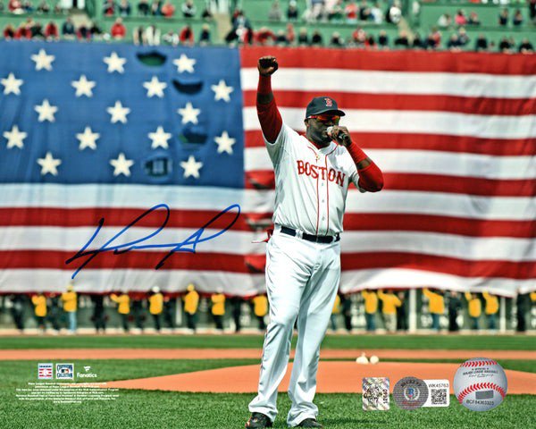 David Ortiz Signed Red Sox World Series 32x36 Custom Framed Jersey Display  (PSA COA)