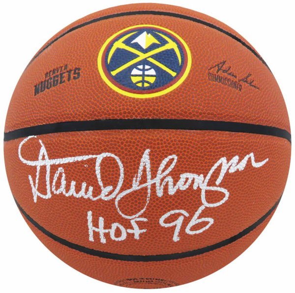 David Thompson Autographed Signed Wilson Denver Nuggets Logo NBA Basketball w/HOF'96