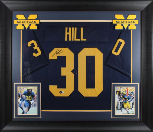 Daxton Hill Autographed Signed Michigan Authentic Navy Blue Pro Style Framed Jersey Beckett Wit
