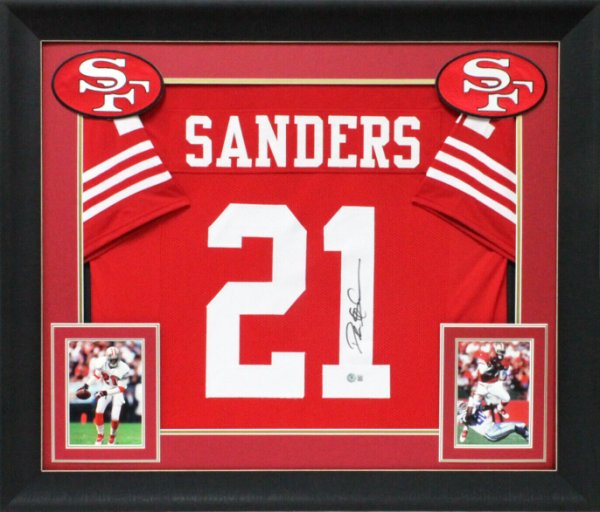 Deion Sanders Autographed Signed Authentic Red Pro Style Framed Jersey Beckett Witnessed