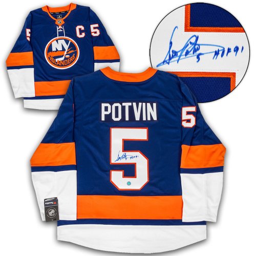 RSA Denis Potvin Signed New York Blue Hockey Jersey (JSA)
