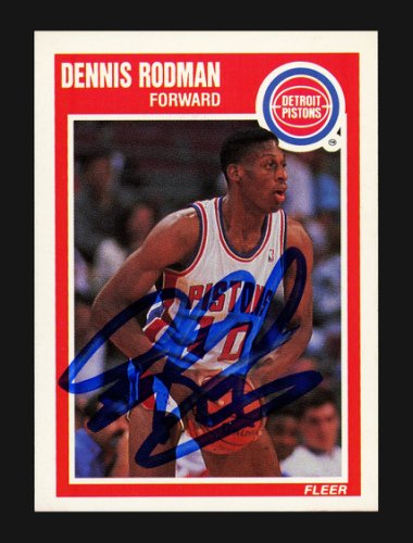 Dennis Rodman Autographed 1995-96 Skybox Swats Card #336