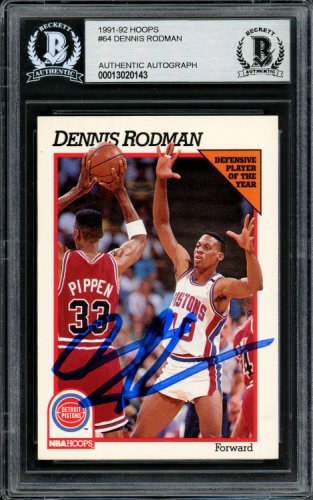 Dennis Rodman Autographed 1995-96 Hoops Card #376 Chicago