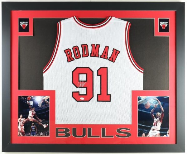 Dennis Rodman + Michael Jordan AIR & HAIR 96 Champs Signed 16x20