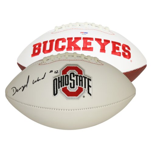 Denzel Ward Ohio State Buckeyes Autographed Signed White Panel Football - PSA/DNA Authentic