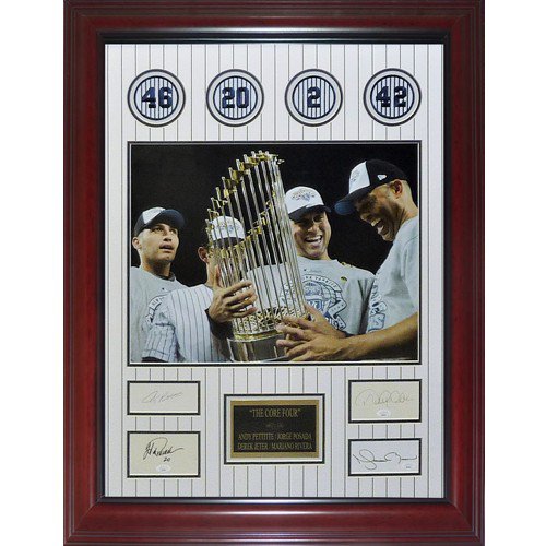 Derek Jeter Autographed Signed , Andy Pettitte , Jorge Posada And Mariano Rivera New York Yankees (Core Four) Deluxe Framed Cut Piece With Patches JSA