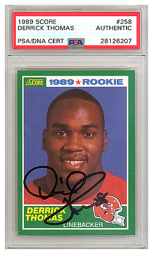 Derrick Thomas Autographed Signed 1989 Score Rookie Card 258 Kansas 