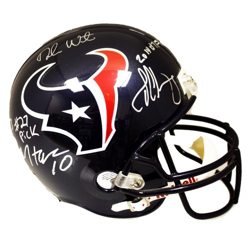 Deshaun Watson, DeAndre Hopkins, Jadaveon Clowney Signed Autographed Houston Texans Riddell Replica Full Size Helmet 2013 #27 Pick and 2014 #7 Pick Inscriptions - JSA Authentic