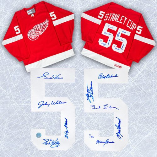 Detroit Red Wings 1955 Stanley Cup Team Autographed Signed Vintage CCM Jersey
