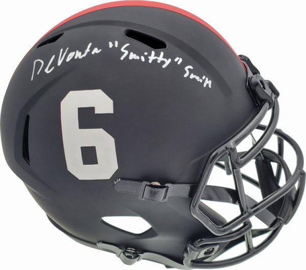 Devonta Smith Autographed Signed Alabama Crimson Tide Eclipse Black Full Size Replica Speed Helmet Smitty Beckett Beckett
