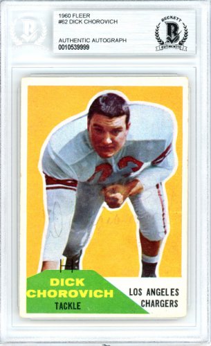 Dick Chorovich Autographed Signed 1960 Fleer Rookie Card #62 Los Angeles Chargers Beckett Beckett