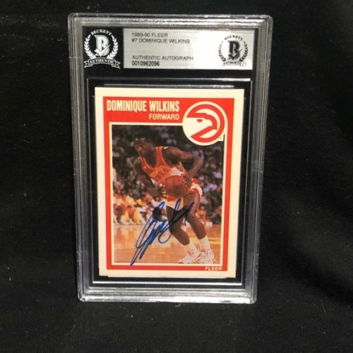 PSA Slabbed Dominique Wilkins /"HOF/" Signed Card 1986 Fleer #121 w// Gem 10 Autog