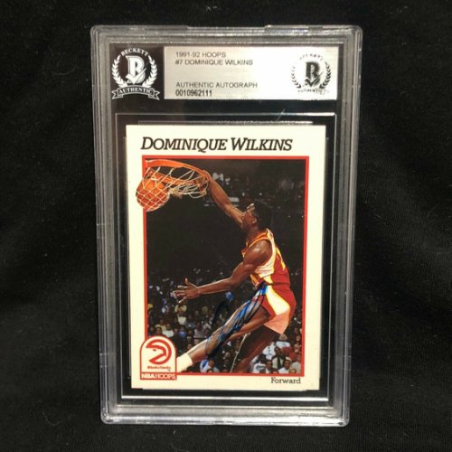 PSA Slabbed Dominique Wilkins /"HOF/" Signed Card 1986 Fleer #121 w// Gem 10 Autog