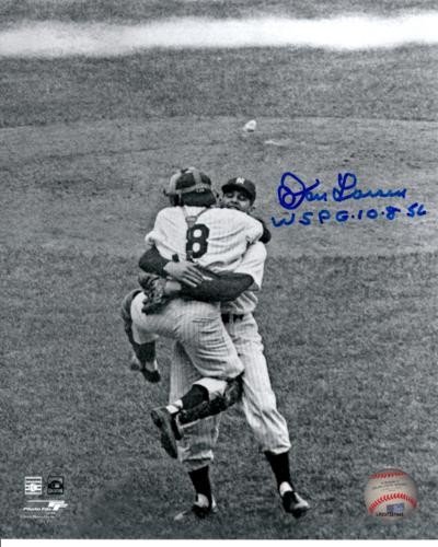 Don Larsen Autographed Signed New York Yankees Perfect Game With Berra 8x10 Photo With Pg 10