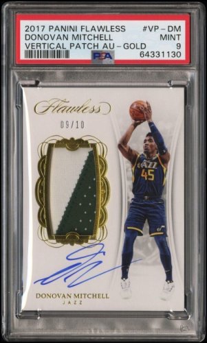 Donovan Mitchell Autographed Signed 2017-18 Panini Flawless Auto Patch Rookie Gold Rpa #/10 PSA