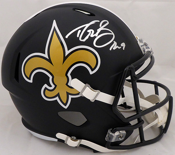 Drew Brees Autographed Signed Memorabilia New Orleans Saints Matte Black Full Size Speed Replica Helmet Beckett Authentic