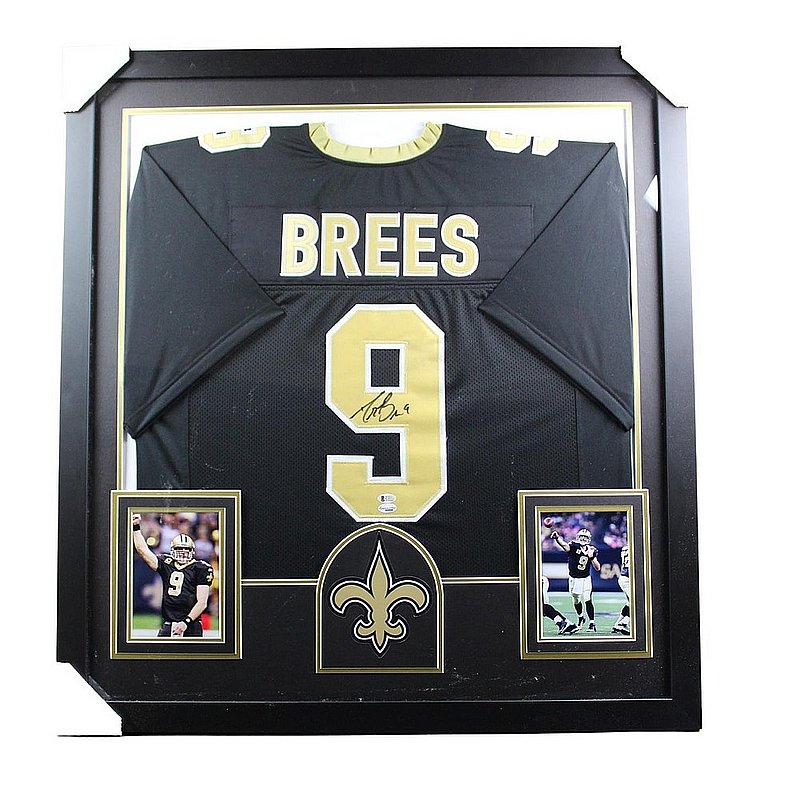 Drew Brees Autographed and Framed Black New Orleans Saints Jersey