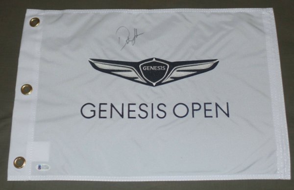 Dustin Johnson Autographed Signed Auto D 2018 Genesis Open Flag Beckett Coa Us Open Champ Pga