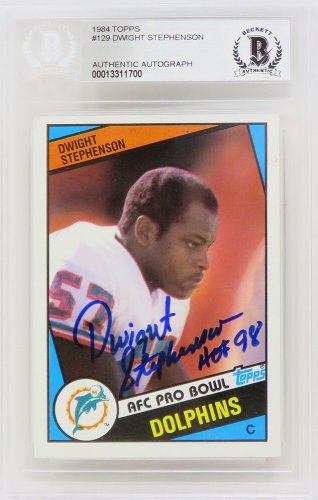 Dwight Stephenson Autographed Signed Miami Dolphins 1984 Topps Rookie Football Card #129 w/HOF'98 - Beckett Authentic